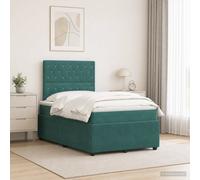 vidaXL Cama de muelles con LED y colchón Verde oscuro 120 x 190 cm
