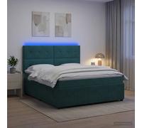 vidaXL Cama de muelles con LED y colchón Verde oscuro 180 x 200 cm