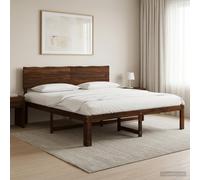 vidaXL Cama doble con cabecero ROSTOCK Marrón Oscuro 180 x 200 cm
