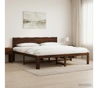 vidaXL Cama doble con cabecero ROSTOCK Marrón Oscuro 180 x 200 cm
