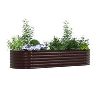 vidaXL Cama elevada 240 x 80 x 44 cm Marrón – Maceta de acero, diseño moderno para jardín