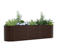 vidaXL Cama elevada 320×80×81 cm Marrón acero, maceta estilosa para jardín