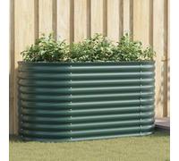 vidaXL Cama elevada Verde 160 x 80 x 81 cm Acero, Maceta de Acero estilosa, decoración Moderna para el jardín, Soporte Elevado Minimalista, Accesorio Durable para terrazas