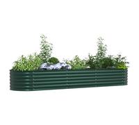 vidaXL Cama elevada 320 x 80 x 44 cm Verde Acero para jardín
