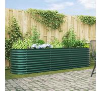 vidaXL Cama elevada 320 x 80 x 81 cm Acero Verde – Maceta minimalista para jardín y terraza