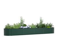 vidaXL Cama elevada 400 x 80 x 44 cm – Maceta de acero verde, diseño moderno para jardín