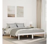 vidaXL Cama extralarga sin colchón madera maciza blanca 140x220 cm