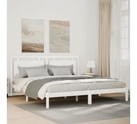 vidaXL Cama extralarga sin colchón madera maciza blanca 200x220 cm