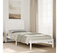 vidaXL Cama extralarga sin colchón madera maciza blanca 90x210 cm