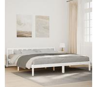 vidaXL Cama extralarga sin colchón Madera Maciza Pino Blanca 200x220cm, Marco de Cama, Cama, Muebles de Dormitorio, Marcos de Cama, Cama Doble