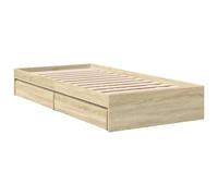 vidaXL Cama individual con cajones Madera de ingeniería Roble Sonoma 75x190 cm