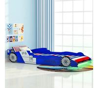 vidaXL Cama infantil con forma de coche carreras y LED 90x200 cm azul