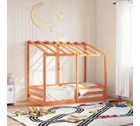 vidaXL Cama infantil con techo madera maciza pino marrón 80x160 cm