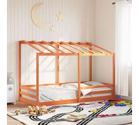 vidaXL Cama infantil con techo madera maciza pino marrón 90x200 cm