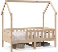 vidaXL Cama infantil tipo casita, 70x140 cm, madera maciza de pino