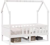 vidaXL Cama infantil tipo casita, blanca, 80x160 cm, madera maciza de pino