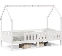 vidaXL Cama infantil tipo casita, blanca, 90x190 cm, madera maciza de pino