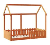 vidaXL Cama infantil tipo casita, color marrón cera, 80x160 cm, madera maciza de pino