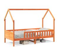 vidaXL Cama infantil tipo casita, color marrón cera, 90x200 cm, madera de haya