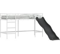 vidaXL Cama infantil tipo loft con tobogán, color blanco y gris antracita, 90 x 190 cm