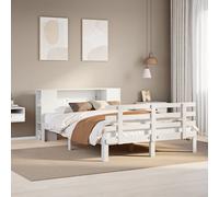 vidaXL Cama-librería sin colchón, blanca, 160x200cm, madera maciza de pino
