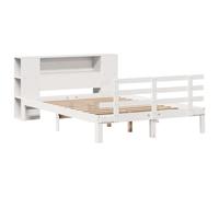 vidaXL Cama-librería sin colchón, Blanca, 160x200cm, Madera Maciza de Pino