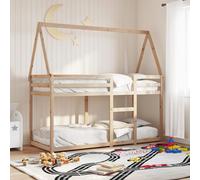 vidaXL Cama litera con techo de madera maciza de pino 75x190 cm
