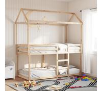 vidaXL Cama litera con techo de madera maciza de pino 75x190 cm