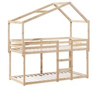 vidaXL Cama litera con Techo Madera Maciza de Pino 90x190 cm, Cama, armazón de Cama, Cama Alta, Muebles de Dormitorio, somier de Cama
