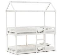 vidaXL Cama litera con techo madera maciza de pino blanco 80x200 cm