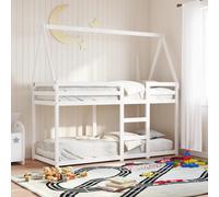 vidaXL Cama litera con techo madera maciza de pino blanco 80x200 cm