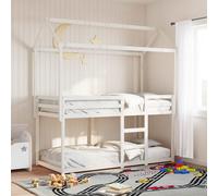 vidaXL Cama litera con techo madera maciza de pino blanco 80x200 cm