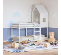 vidaXL Cama litera con techo madera maciza de pino blanco 80x200 cm