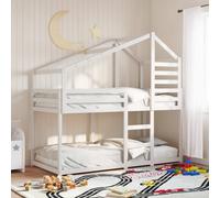 vidaXL Cama litera con techo madera maciza de pino blanco 90x190 cm