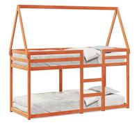 vidaXL Cama litera con techo madera maciza pino marrón 80x200 cm