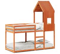 Cama Litera Con Techo Madera Maciza Pino Marrón 80x200 Cm Vidaxl