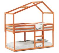 vidaXL Cama litera con techo madera maciza pino marrón 80x200 cm