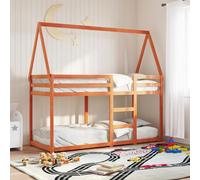 vidaXL Cama litera con techo madera maciza pino marrón 80x200 cm