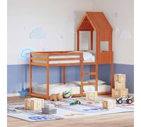 vidaXL Cama litera con techo madera maciza pino marrón 90x190 cm