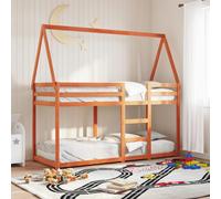 vidaXL Cama litera con techo madera maciza pino marrón 90x200 cm