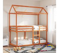 vidaXL Cama litera con techo madera maciza pino marrón cera 90x190 cm