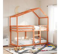 vidaXL Cama litera con techo madera maciza pino marrón cera 90x190 cm