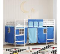 vidaXL Cama litera para niños con cortinas Liso y azul 80 x 200 cm