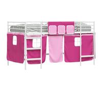 vidaXL Cama litera para niños con cortinas liso y rosa 80 x 200 cm