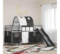 vidaXL Cama litera para niños con cortinas Negro 80 x 200 cm Metal