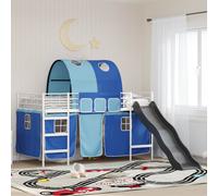 vidaXL Cama litera para niños con cortinas y azul 80 x 200 cm Metal