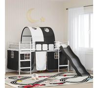 vidaXL Cama litera para niños con cortinas y Negro 90 x 200 cm Metal