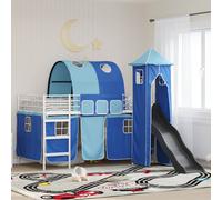 vidaXL Cama litera para niños Liso Blanco y Azul 80 x 200 cm Metal