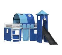 vidaXL Cama litera para niños Liso Blanco y Azul 80 x 200 cm Metal