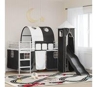 vidaXL Cama litera para niños Liso Blanco y Negro 100 x 200 cm Metal